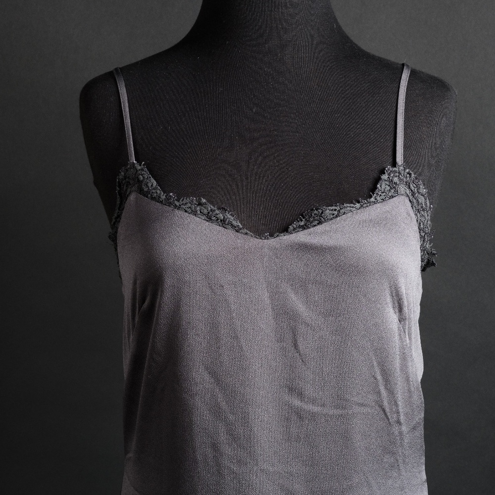 gray lace slip midi dress